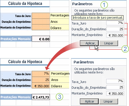 Utilizar o Painel de Tarefas Parâmetros