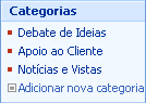 Categorias num site de blogue